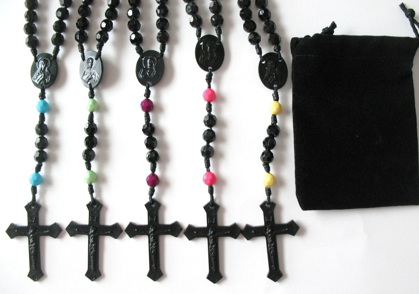 Cord Rosary - 8 mm Acrylic Beads with Bonus Pouch - Best Price Mix & Match