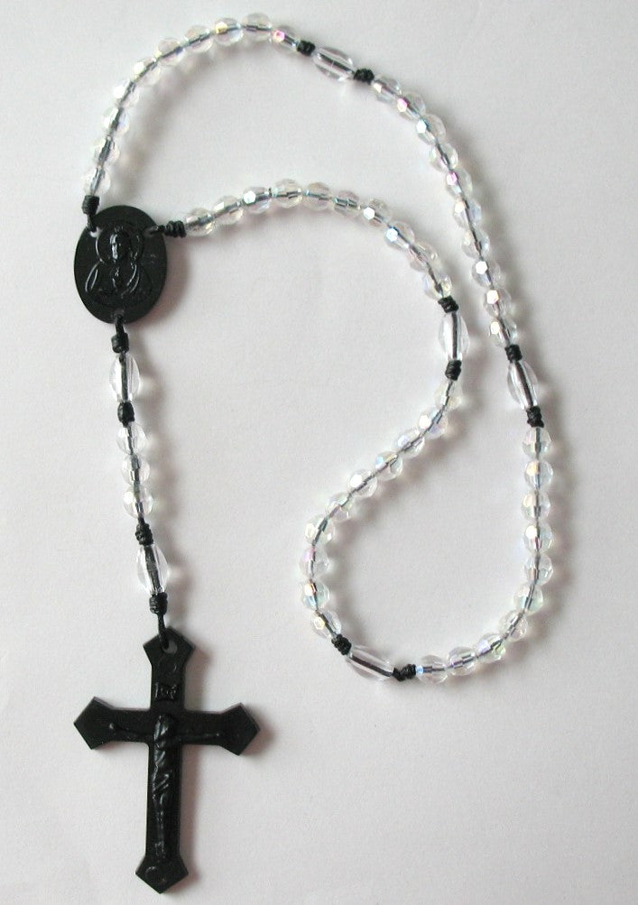 Bulk Package of 25 Black Cord Rosaries with 25 Clamshell Boxes