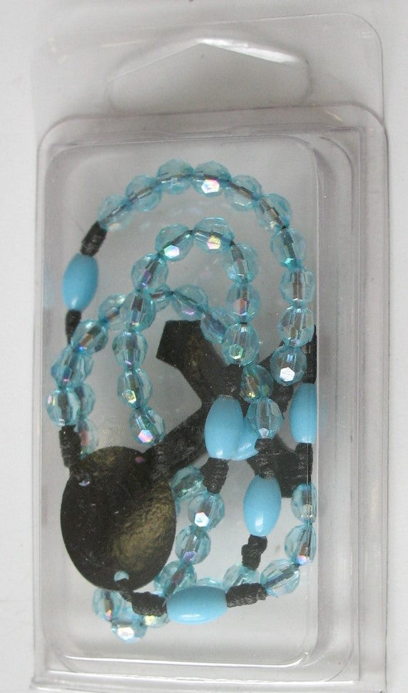 Bulk Package of 25 Black Cord Rosaries with 6mm Acrylic Faceted Beads & 25 Clamshells
