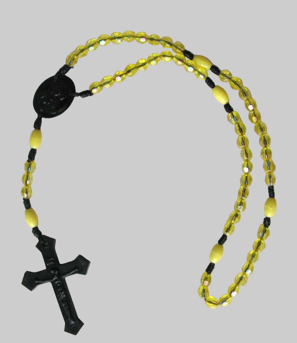 Bulk Package of 25 Black Cord Rosaries with 25 Clamshell Boxes