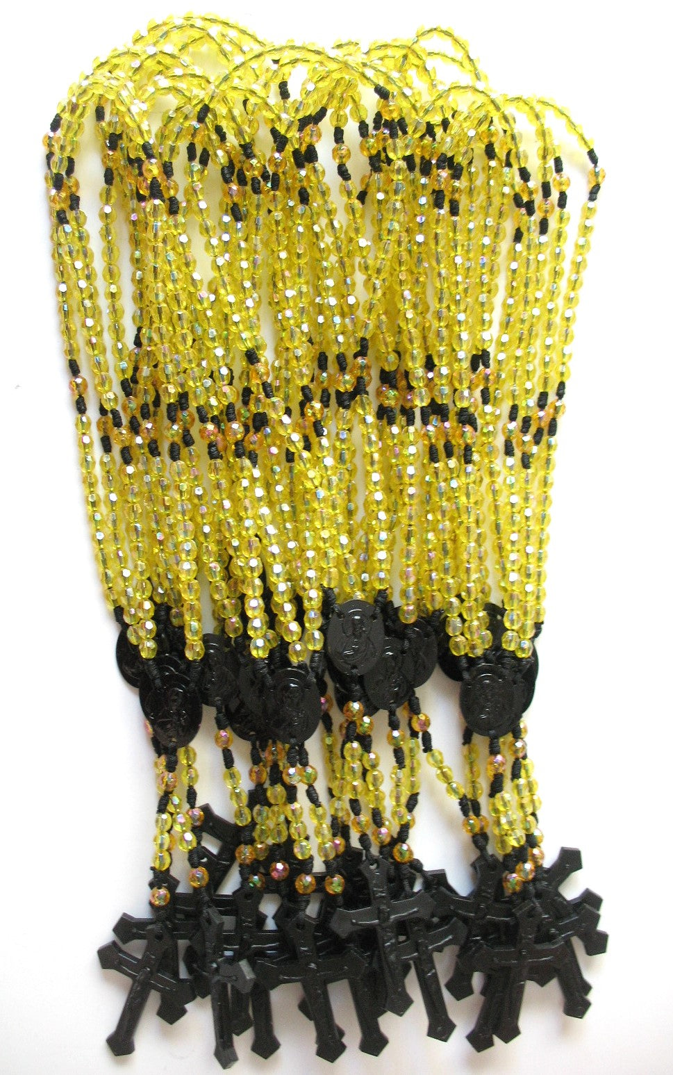 Bulk Package of 25 Black Cord Rosaries with 25 Clamshell Boxes