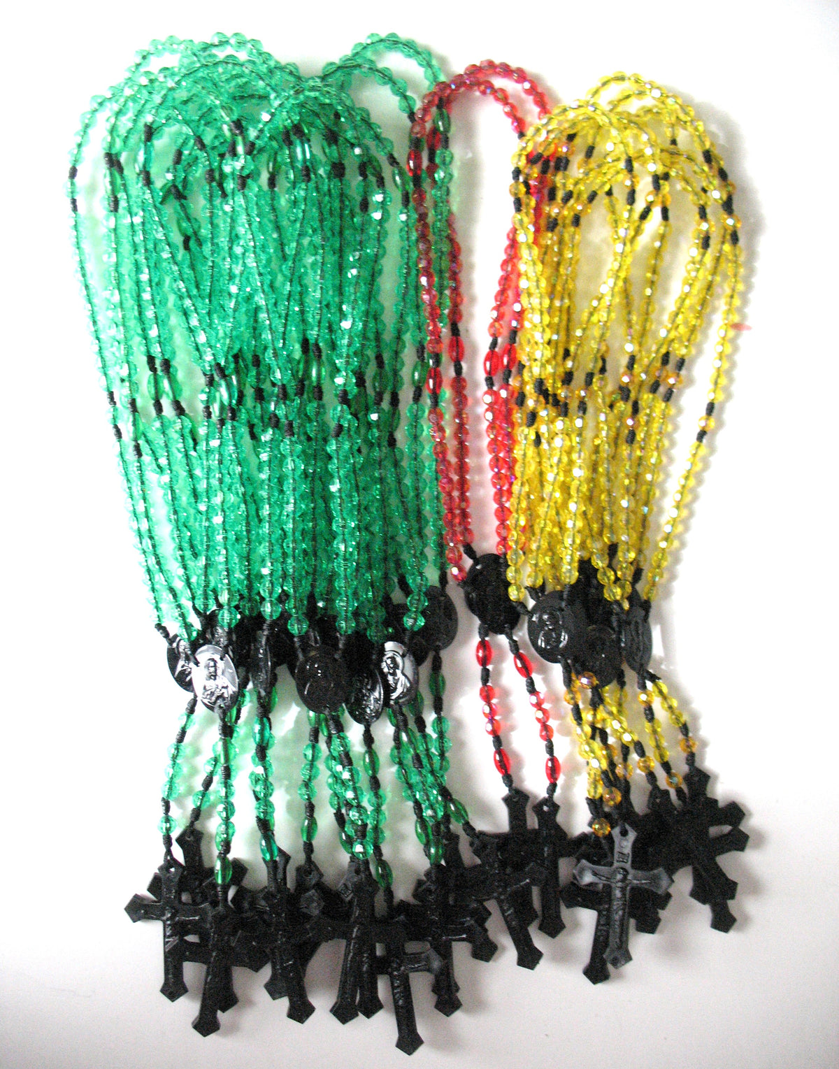 Bulk Package of 25 Black Cord Rosaries with 25 Clamshell Boxes