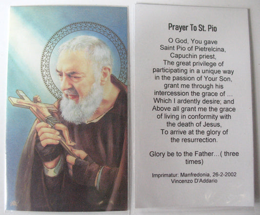 St. Pio of Pietrelcina Paper Cardstock Prayercard- Package of 10