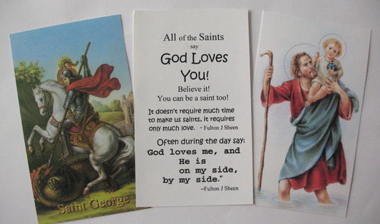 24 Pack 'All Saints' Prayercards in Plastic Sleeves  - St. Christopher & St. George