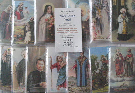 8 Pack 'All Saints' Prayercards in Plastic Sleeves