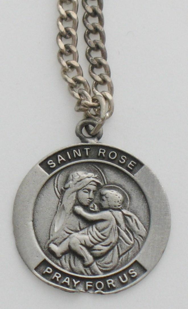 St. Rose - Pewter Medal with Chain