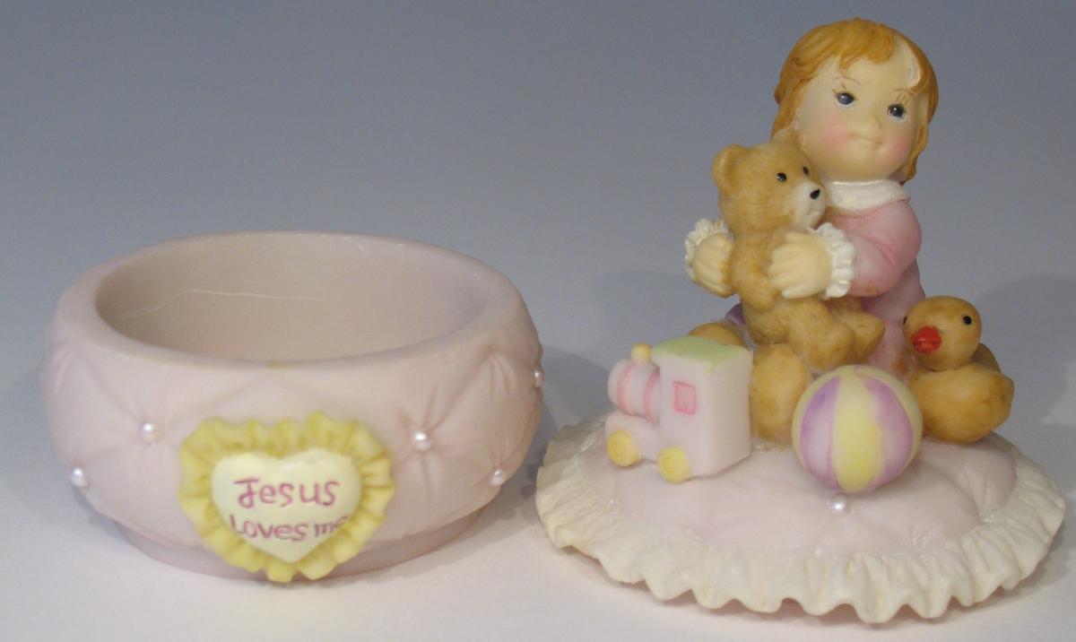 Jesus Loves Me Trinket Box - Blue or Pink