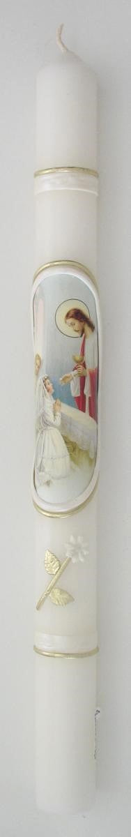 First Communion Candle - Jesus with Girl