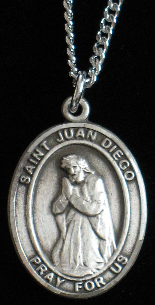 St. Juan Diego - Sterling Silver Medal with Chain