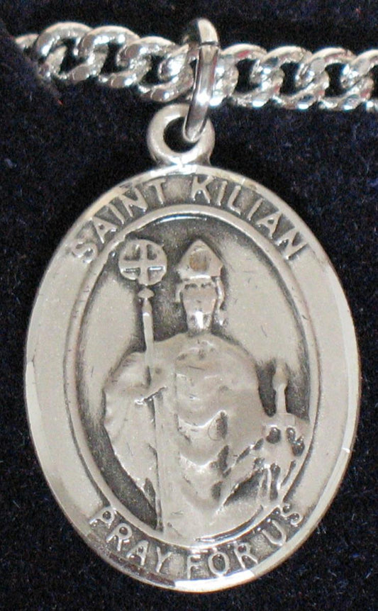 St. Kilian - Sterling Silver Medal with Chain