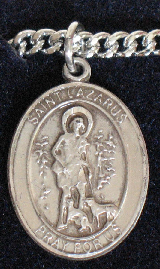 St. Lazarus - Sterling Silver Medal with Chain