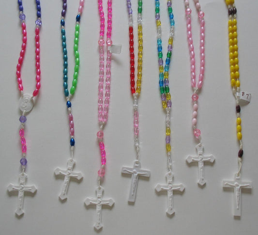 Rosary - Cord  White with Plastic Beads