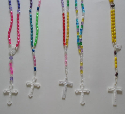 Rosary - Cord  White with Plastic Beads