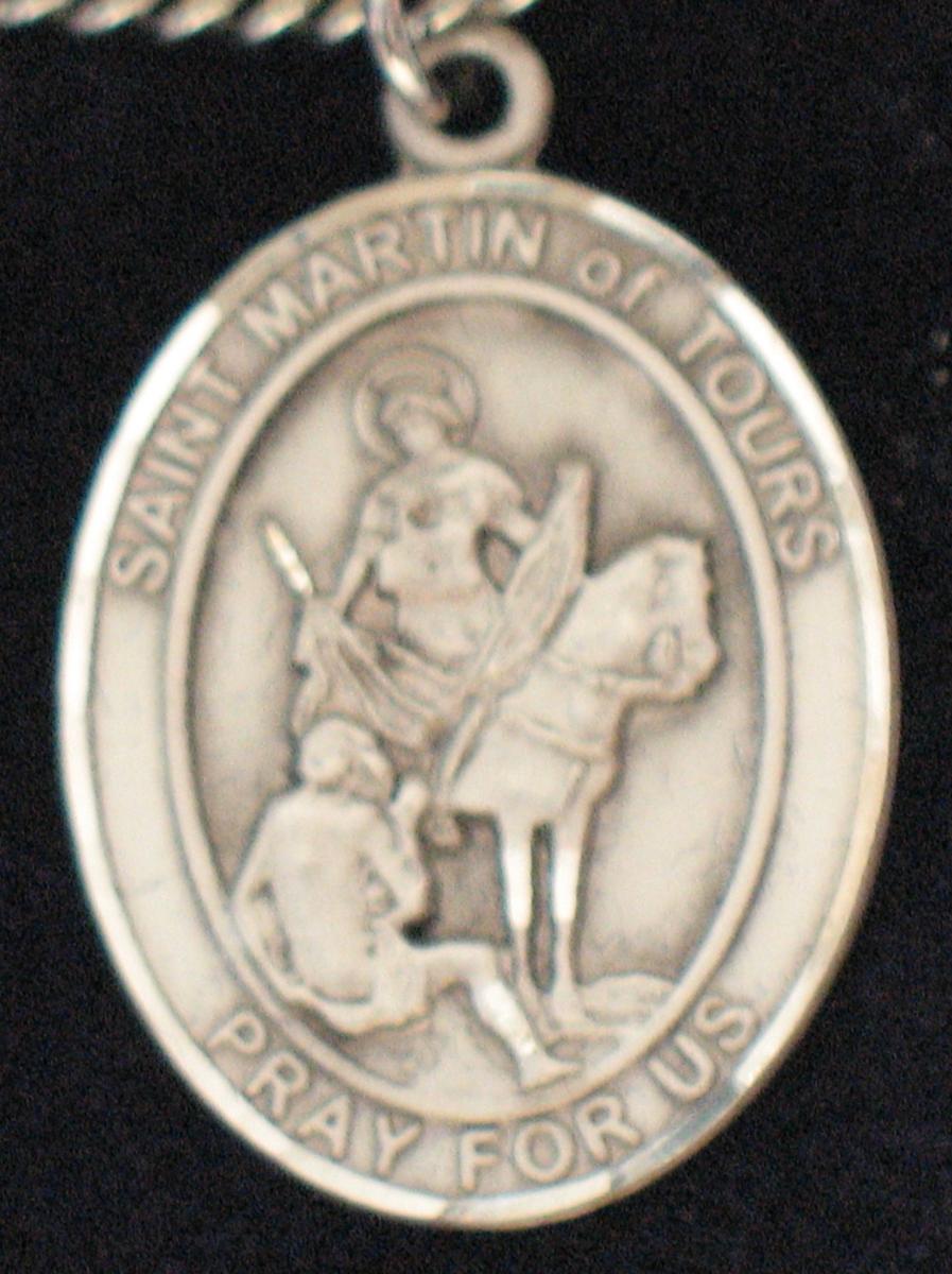 St. Martin of Tours - Sterling Silver Medal with Chain