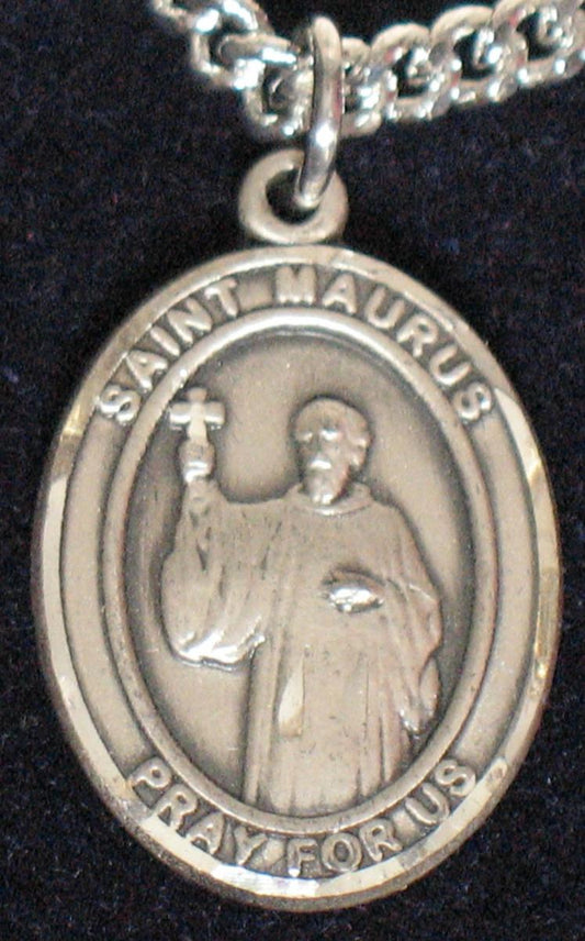 St. Maurus - Sterling Silver Medal with Chain