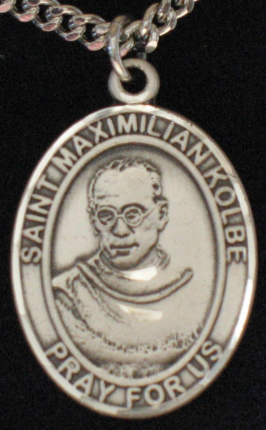 St. Maximilian Kolbe - Sterling Silver or Gold Filled Medal with Chain