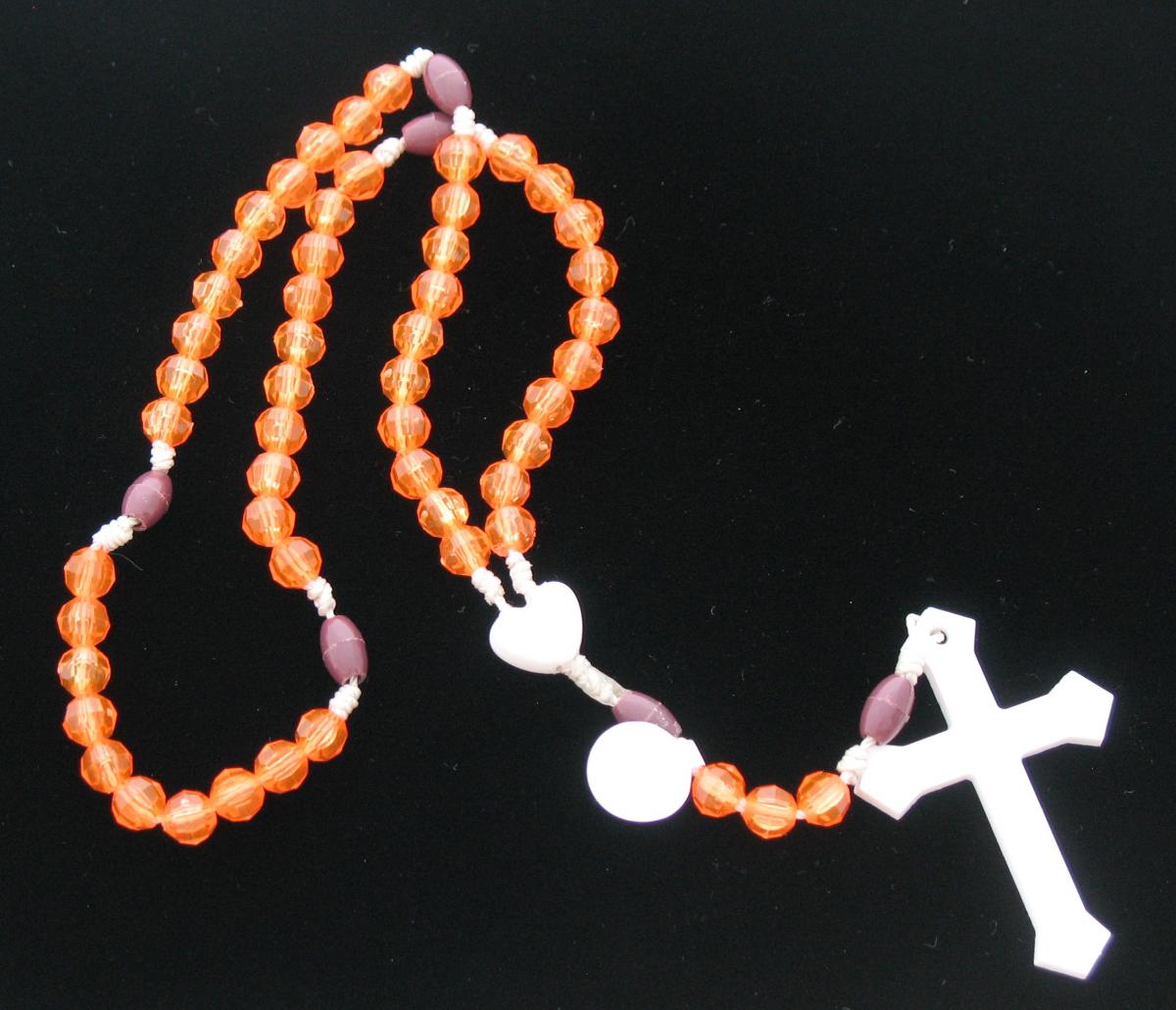 Rosary - Cord White with Round Plastic Beads