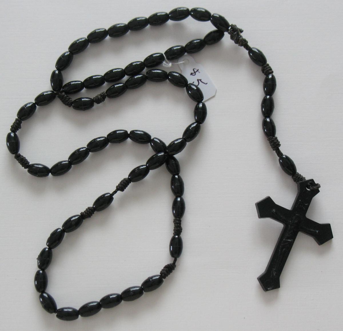 Rosary - Cord Black with Black Plastic Beads