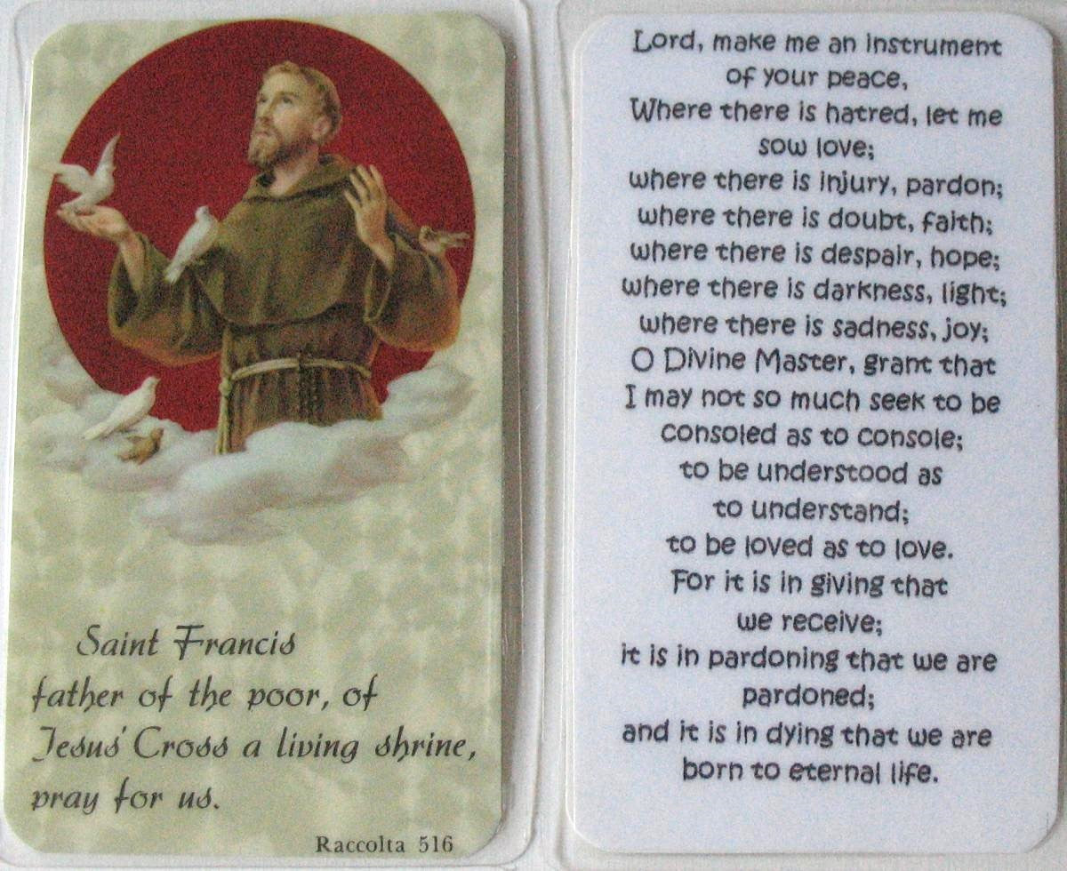 Laminated - St. Francis of Assisi - Peace Prayer