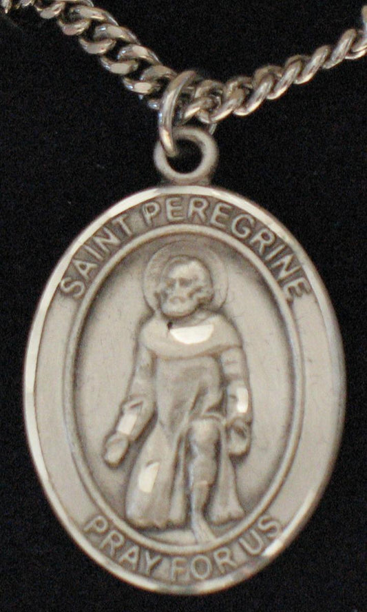 St. Peregrine Laziosi - Sterling Silver Medal with Chain