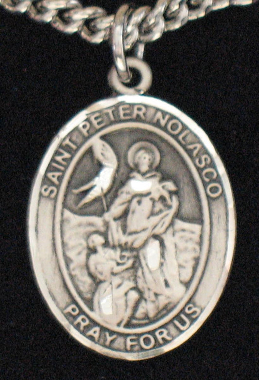 St. Peter Nolasco - Sterling Silver Medal with Chain