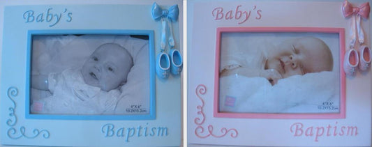 Baptism Photo Frame - Blue or Pink
