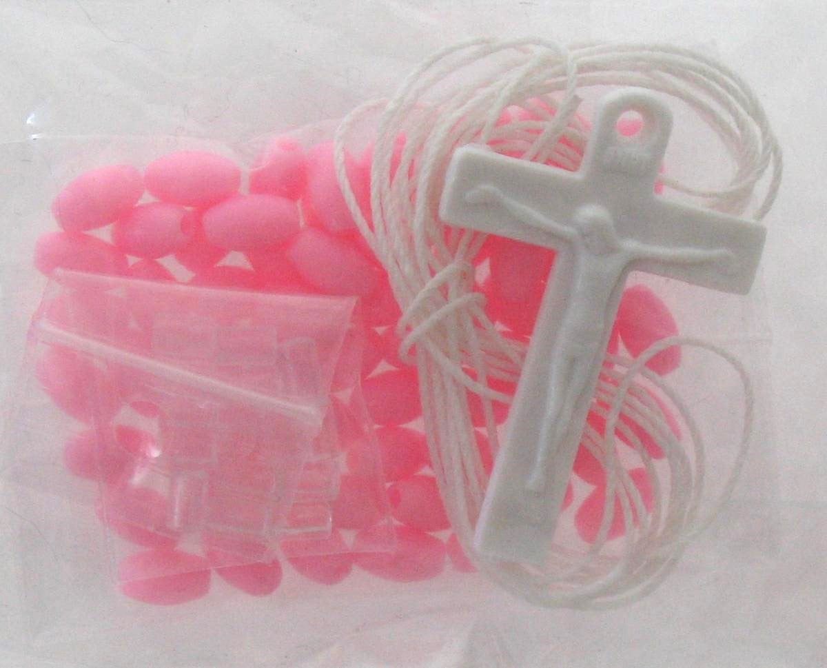 Rosary Making Kit - White Cord & Crucifix - No Center