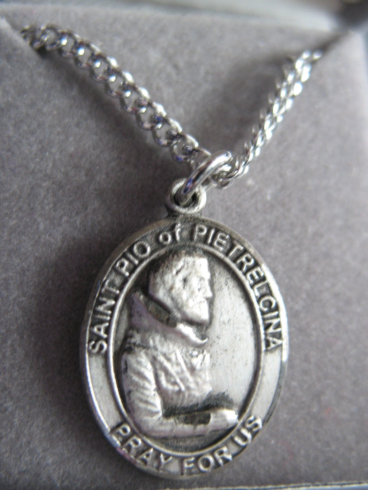 St. Pio of Pietrelcina - Sterling Silver Medal with Chain