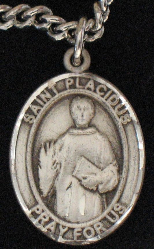 St. Placidus - Sterling Silver Medal with Chain