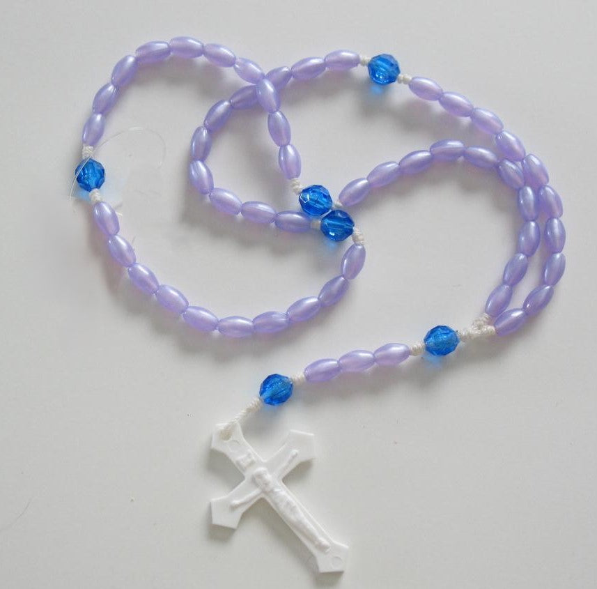 White Cord Rosary with Plastic Beads - purchase 10+ for discount