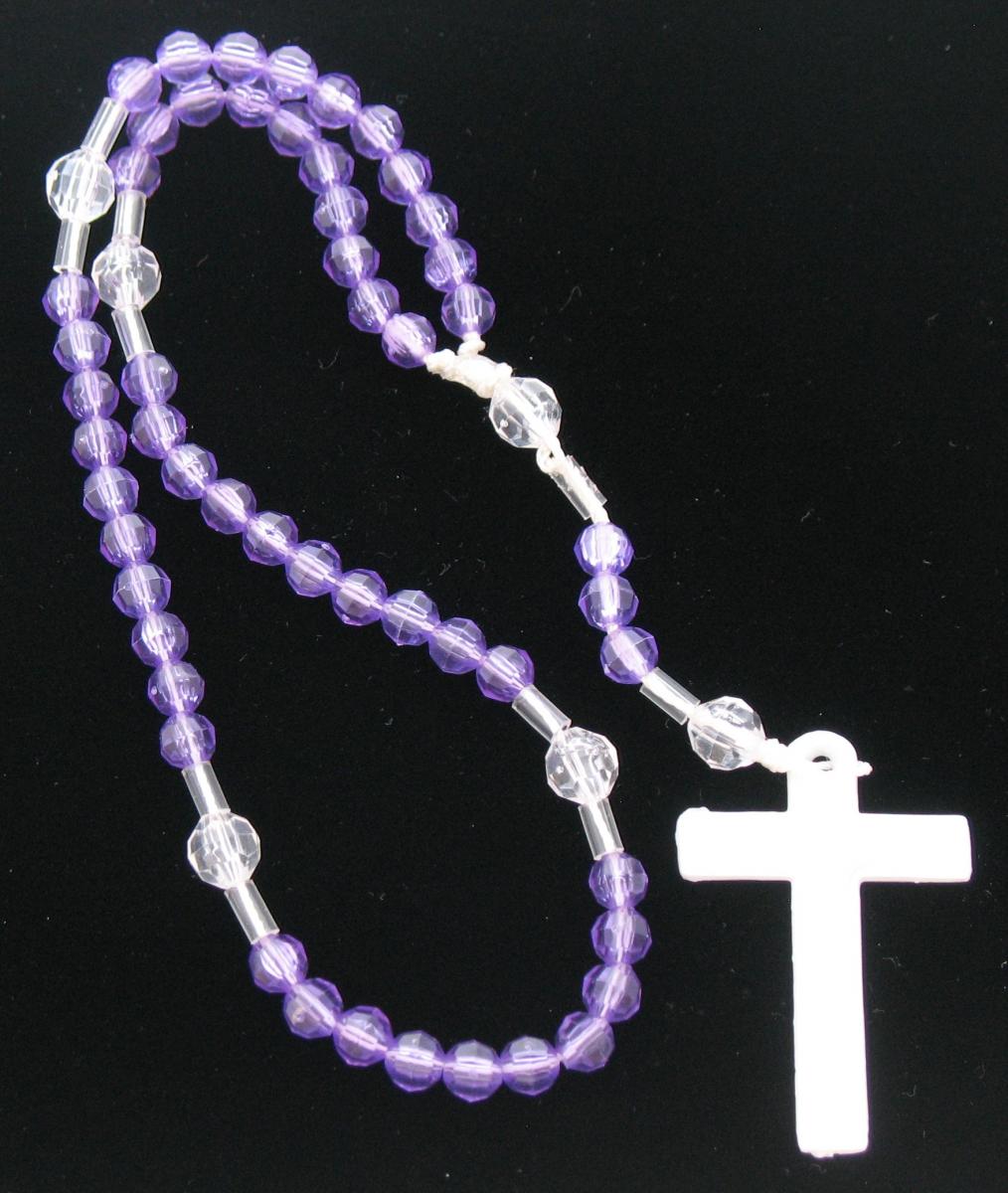 Rosary - Cord White with Round Plastic Beads