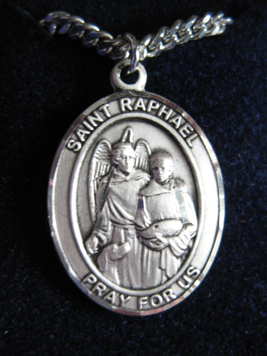 St. Raphael the Archangel - Sterling Silver Medal with Chain