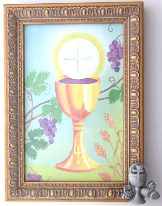Communion Picture Frame - with Chalice, Grapes & Bread