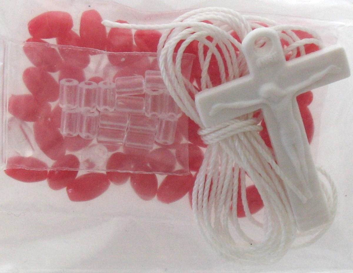 Rosary Making Kit - White Cord & Crucifix - No Center