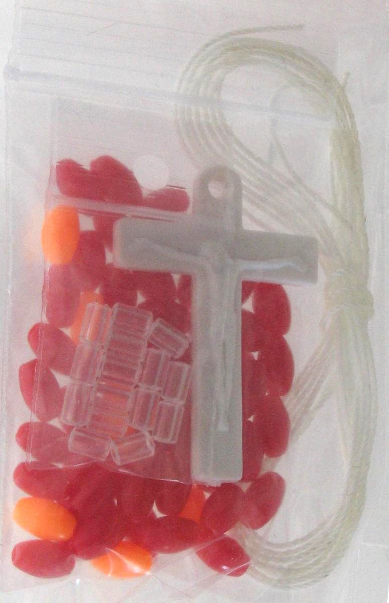 Rosary Making Kit - White Cord & Crucifix - No Center