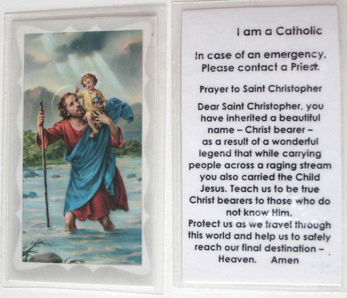 Laminated - St. Christopher - I am a Catholic