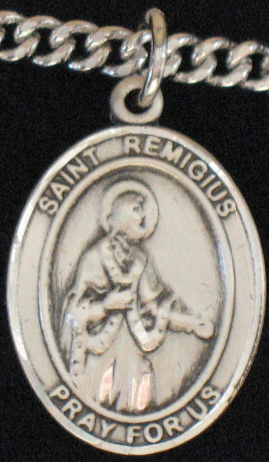 St. Remigius of Reims - Sterling Silver Medal with Chain