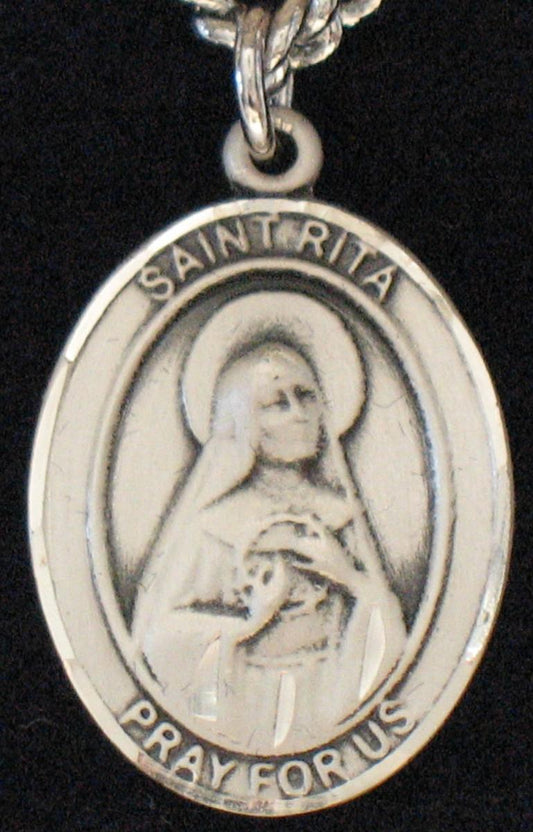 St. Rita of Cascia - Sterling Silver Medal With Chain