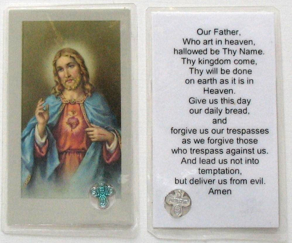 Our Father Mini Laminated Prayercard with Four-Way Cross