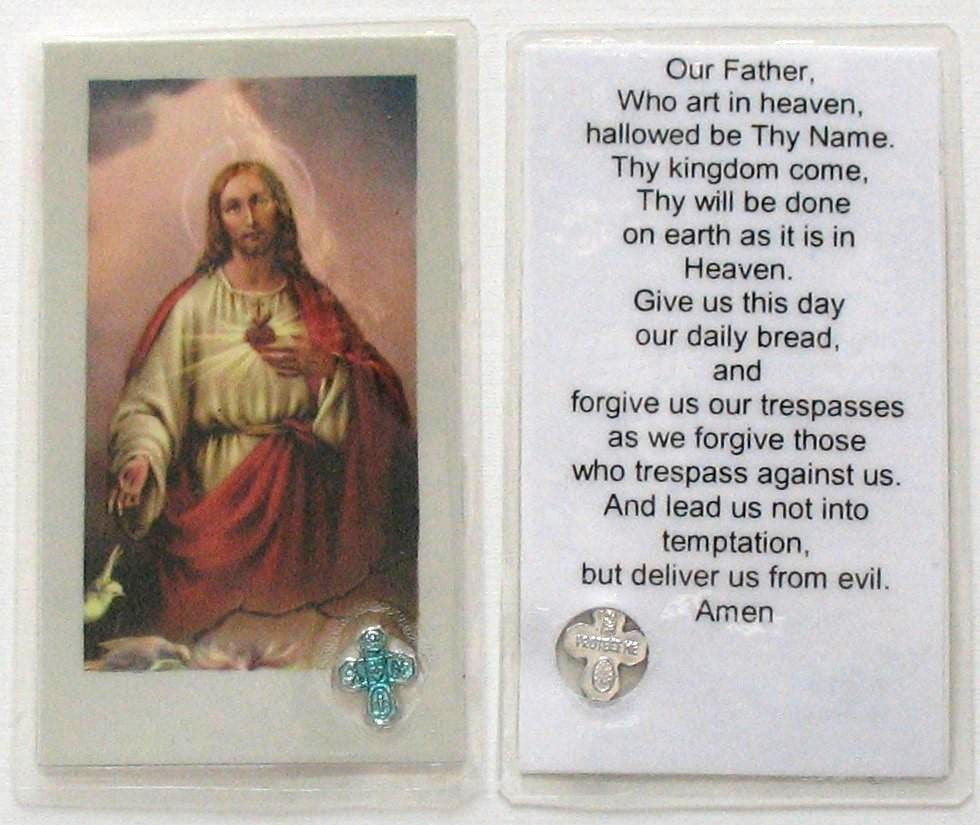 Our Father Mini Laminated Prayercard with Four-Way Cross