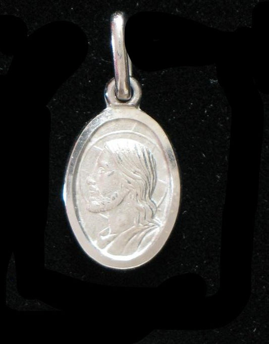 Sterling Silver Head of Christ Sm Oval Medal