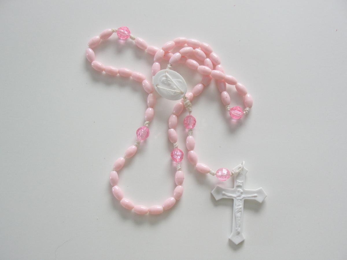 Rosary - Cord White with Plastic Beads