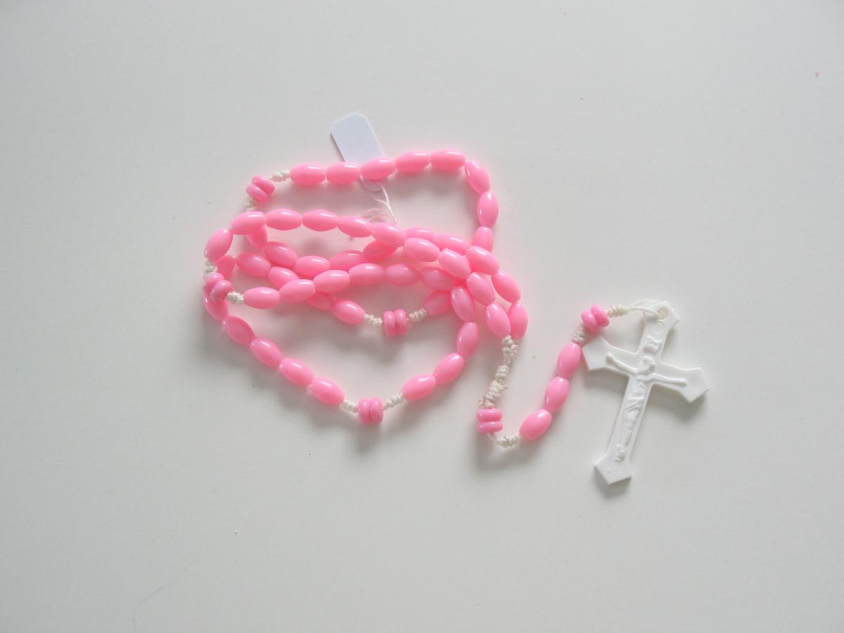 Rosary - Cord White with Plastic Beads