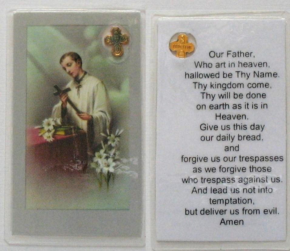 Our Father Mini Laminated Prayercard with Four-Way Cross