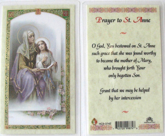 Laminated - St. Anne - Mother of Mary - Prayer to