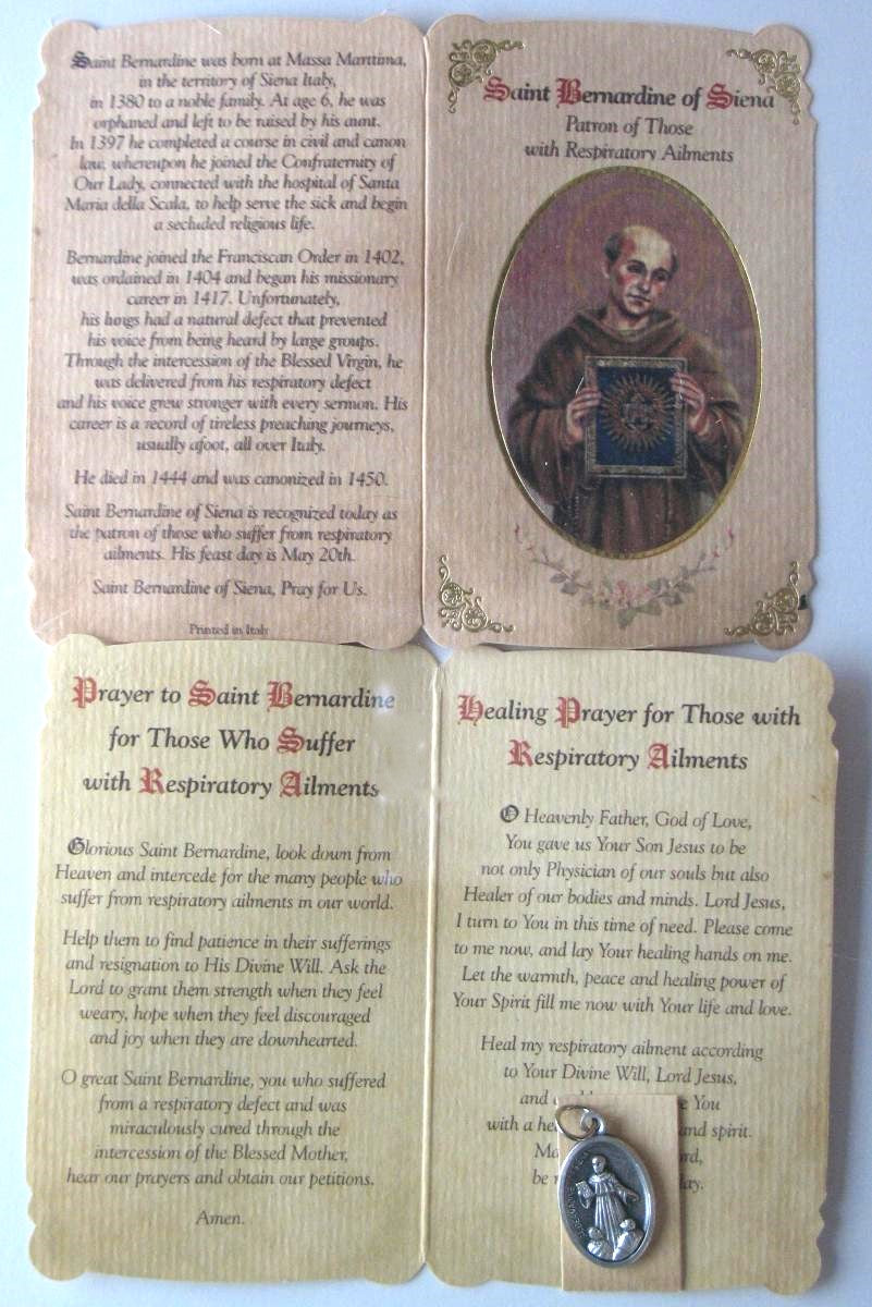 Cardstock with Medal - Healing Patron Saints