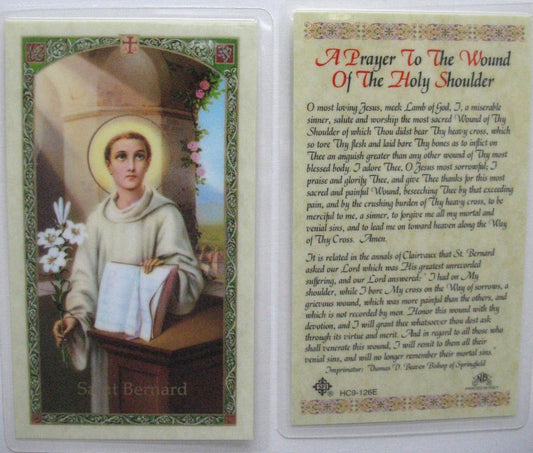 Laminated - St. Bernard - Prayer to The Wound of The Holy Shoulder