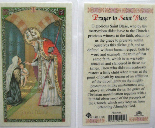 Laminated - St. Blase - Prayer to