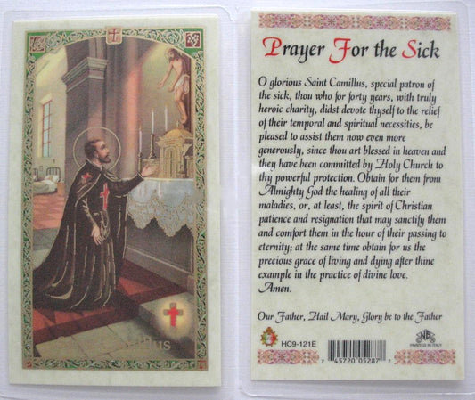 Laminated - St. Camillus - Prayer for the Sick