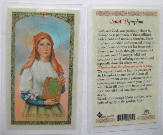 Laminated - St. Dymphna - Patron for Mental & Nervous Disorders